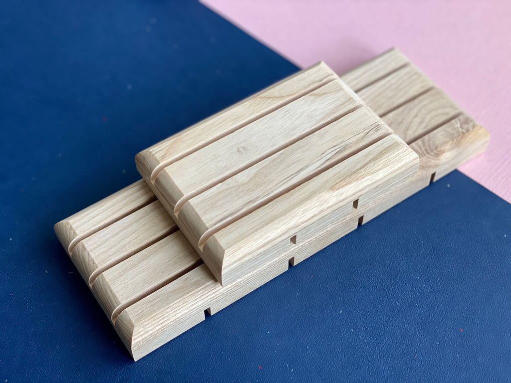 White Ash Hardwood Soap Tray - Single